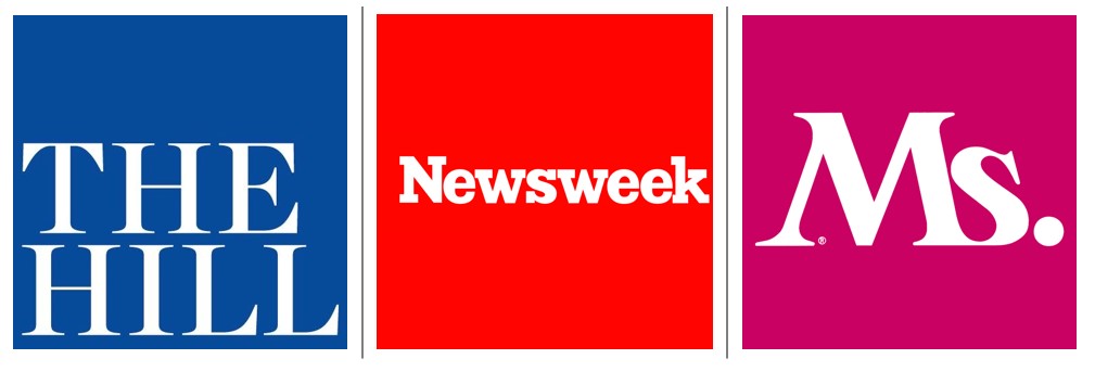 Logos for The Hill, Newsweek, and Ms. Magazine