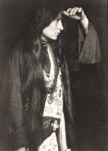 Photograph of Zitkala Sa looking into the distance by Gertrude Kasebier